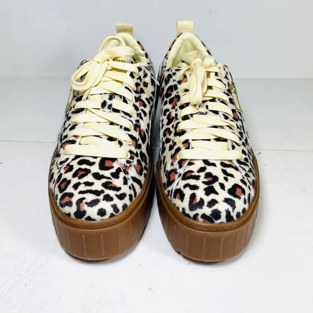 PUMA Mayze Platform Sneakers Women's Size 7.5 Leopard Calf Hair 6382910-01 NIB